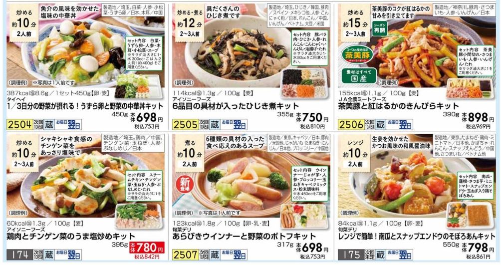 おうちコープミールキットメニューの画像